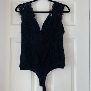 BEBE black lace bodysuit.
